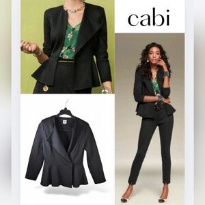 Cabi Agency Double Snap Front Peplum Ponte Blazer Jacket  #3549 Size 4
